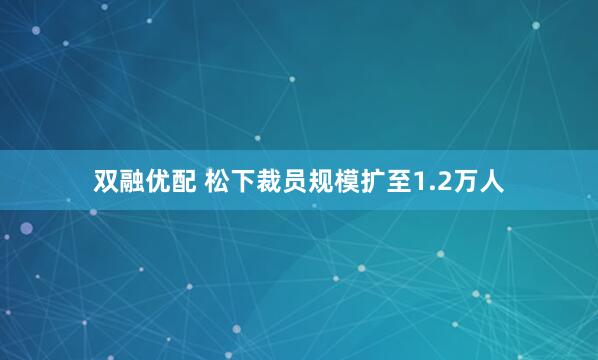 双融优配 松下裁员规模扩至1.2万人